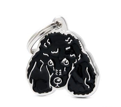 MyFamily Friends Black Poodle Dog ID Tag - Hand Enameled Metal Pet Tag