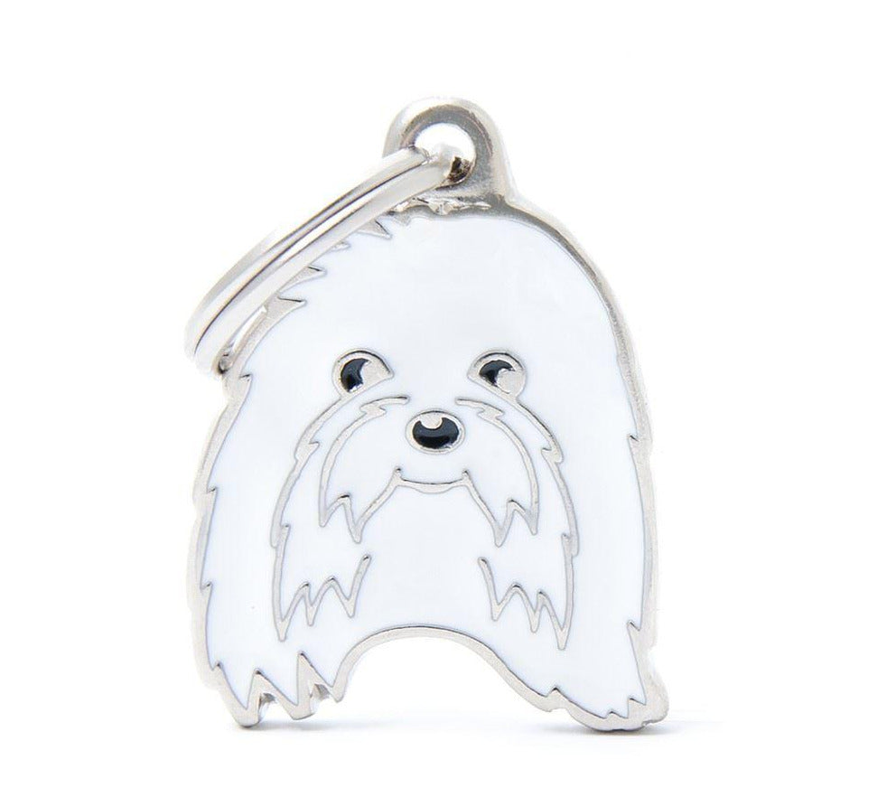 MyFamily Friends Maltese Dog ID Tag - White - Engravable Pet Tag