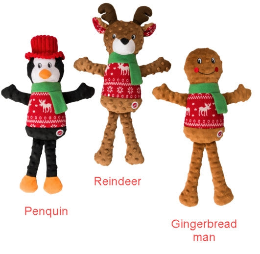 Ethical Spot Holiday Sweater Dog Toy (Gingerbread, Bear, Penguin) Squeaky Plush