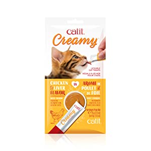 Catit Creamy Lickable Cat Treats - Chicken & Liver - 5 x 15g Tubes - Hydrating & Healthy Cat Treat