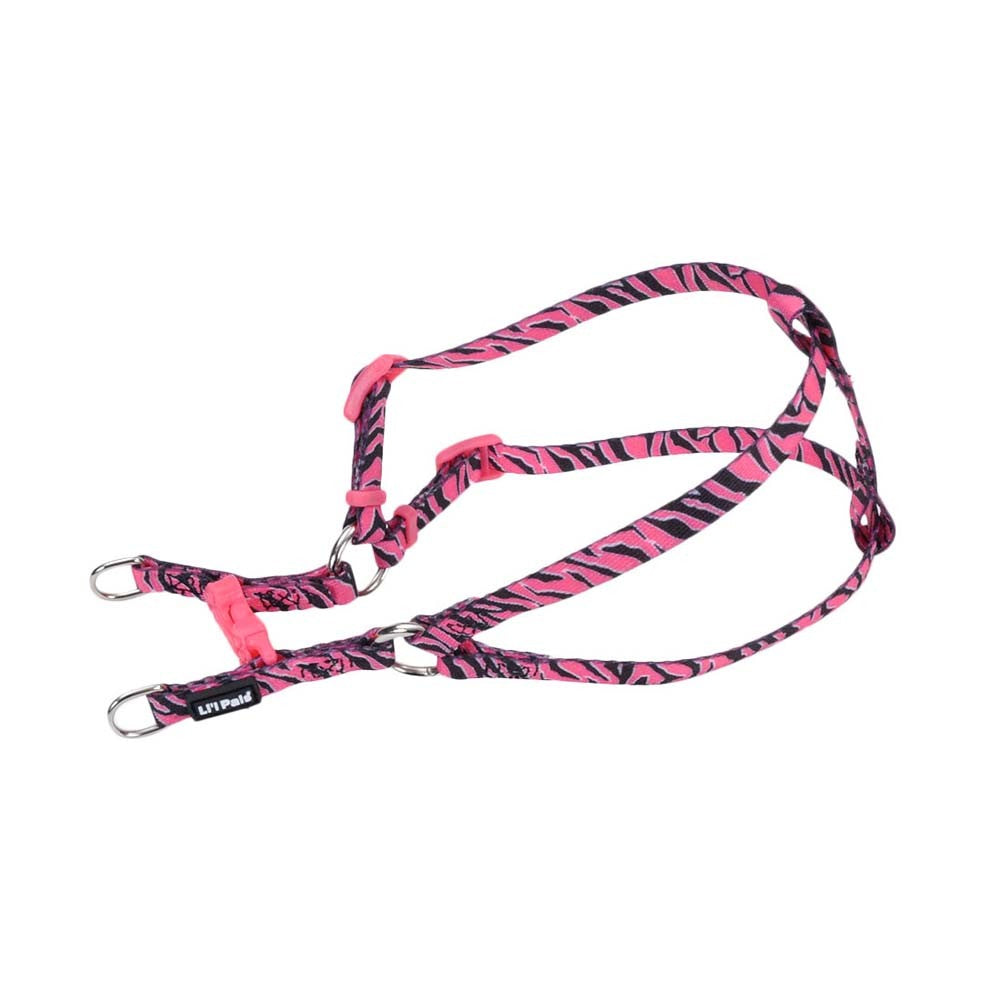 Li'l Pals Comfort Wrap Adjustable Dog Harness - Pink Zebra - 3/8" x 8-14" - Small Dog Puppy Harness