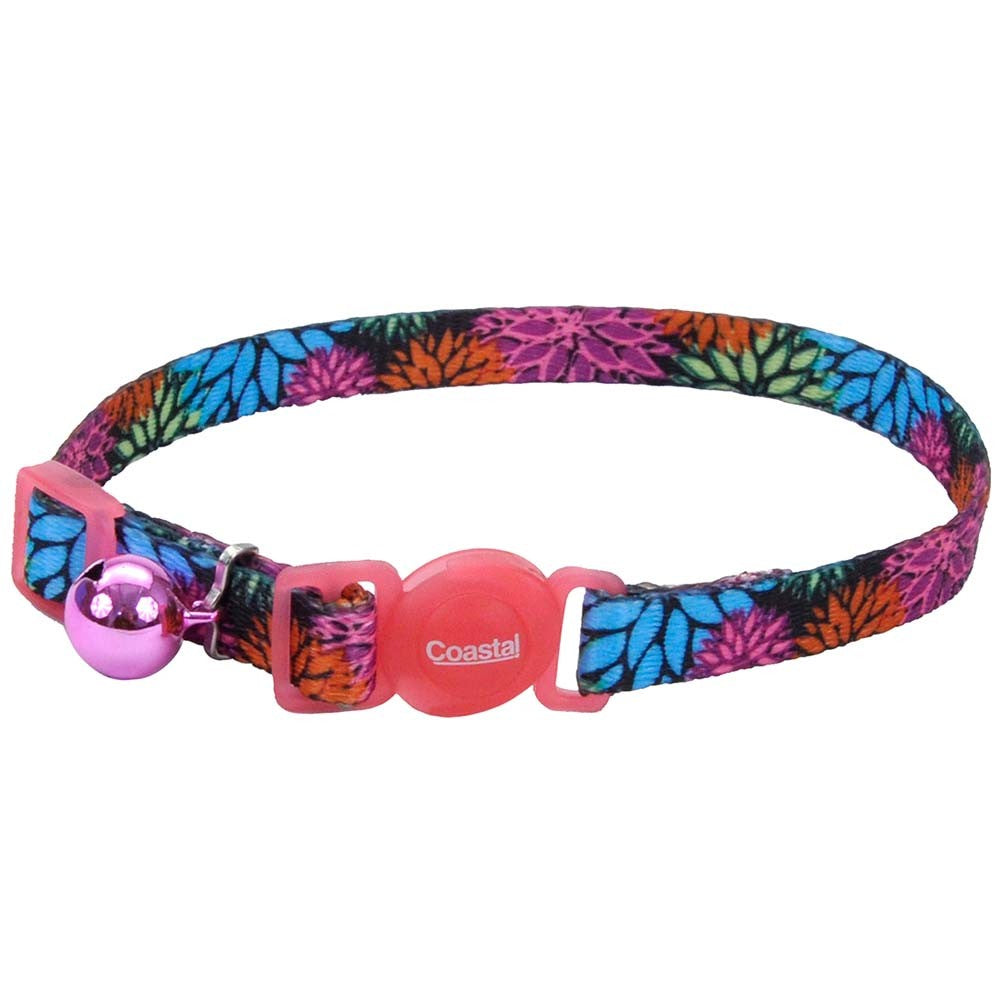 Coastal Safe Cat Fashion Adjustable Breakaway Collar - Wildflower - 3/8 inch x 8-12 inch