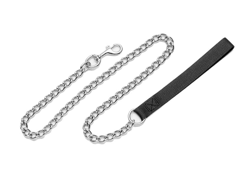 Coastal Titan Chain Dog Leash - Black, 3.0mm x 4ft with Nylon Handle