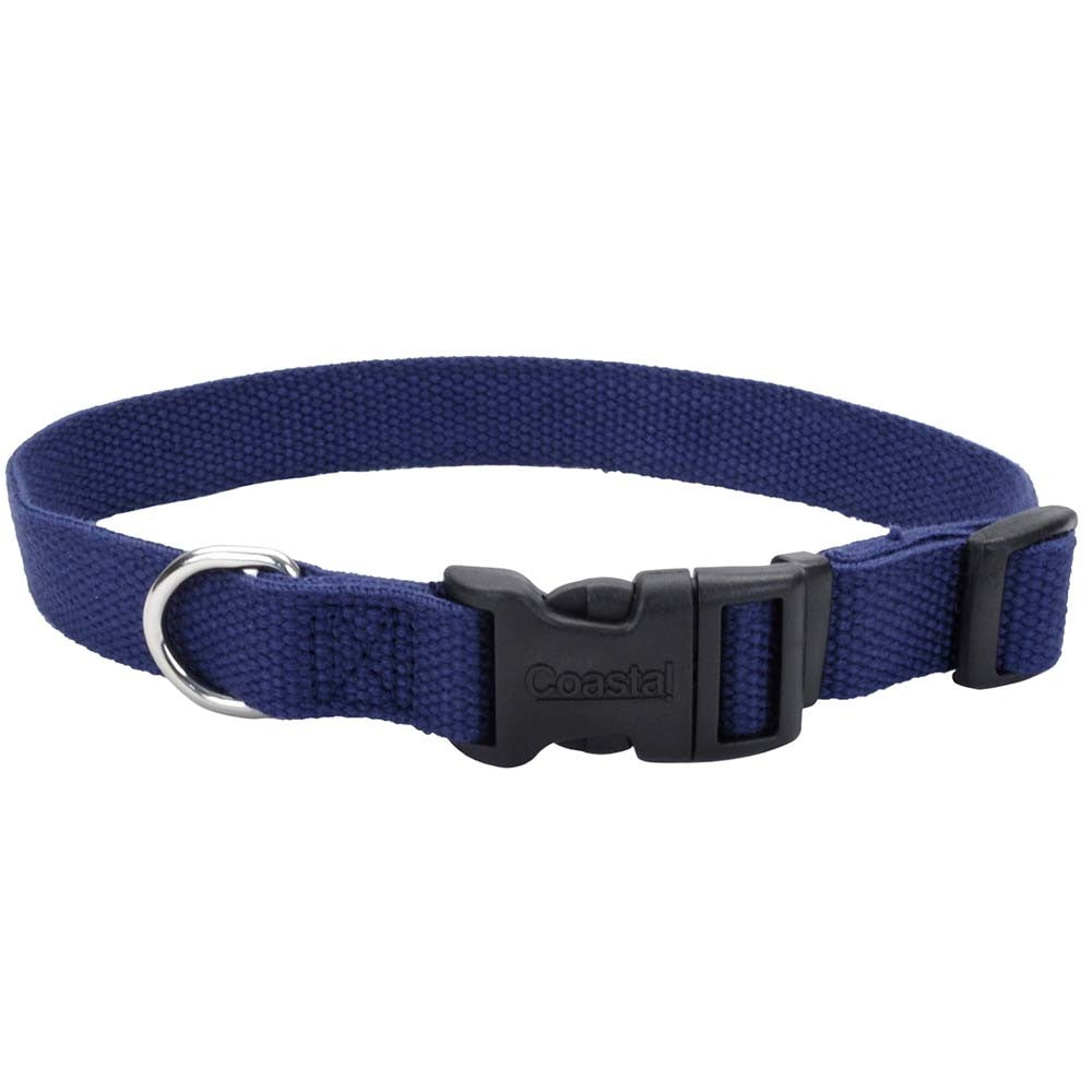 Coastal New Earth Soy Adjustable Dog Collar, Indigo, 1" x 18-26"
