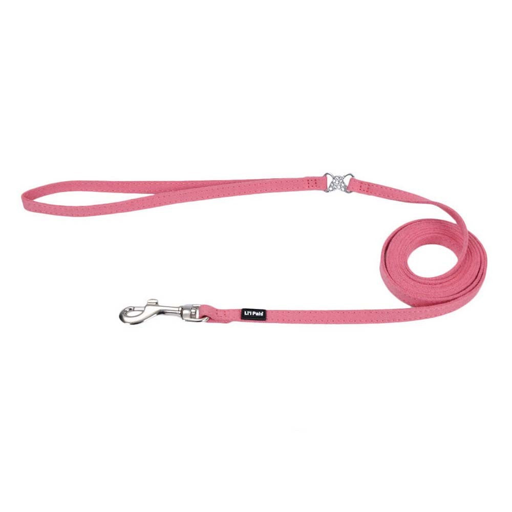 Coastal Pet Li'l Pals Pink Suede Jeweled Dog Leash, 5/16-Inch x 6-Feet, E-Z Snap