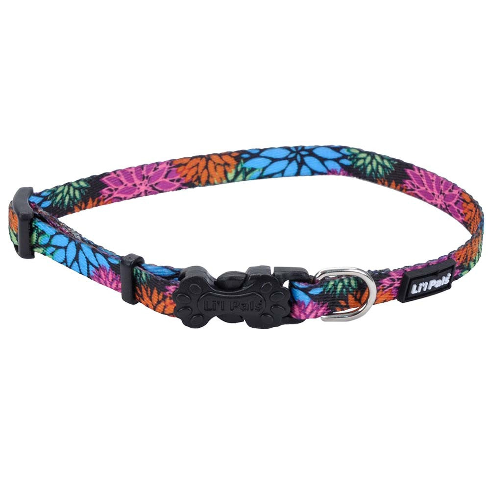 Coastal Lil Pals Wild Flower Dog Collar - 8-12" Adjustable Nylon Collar