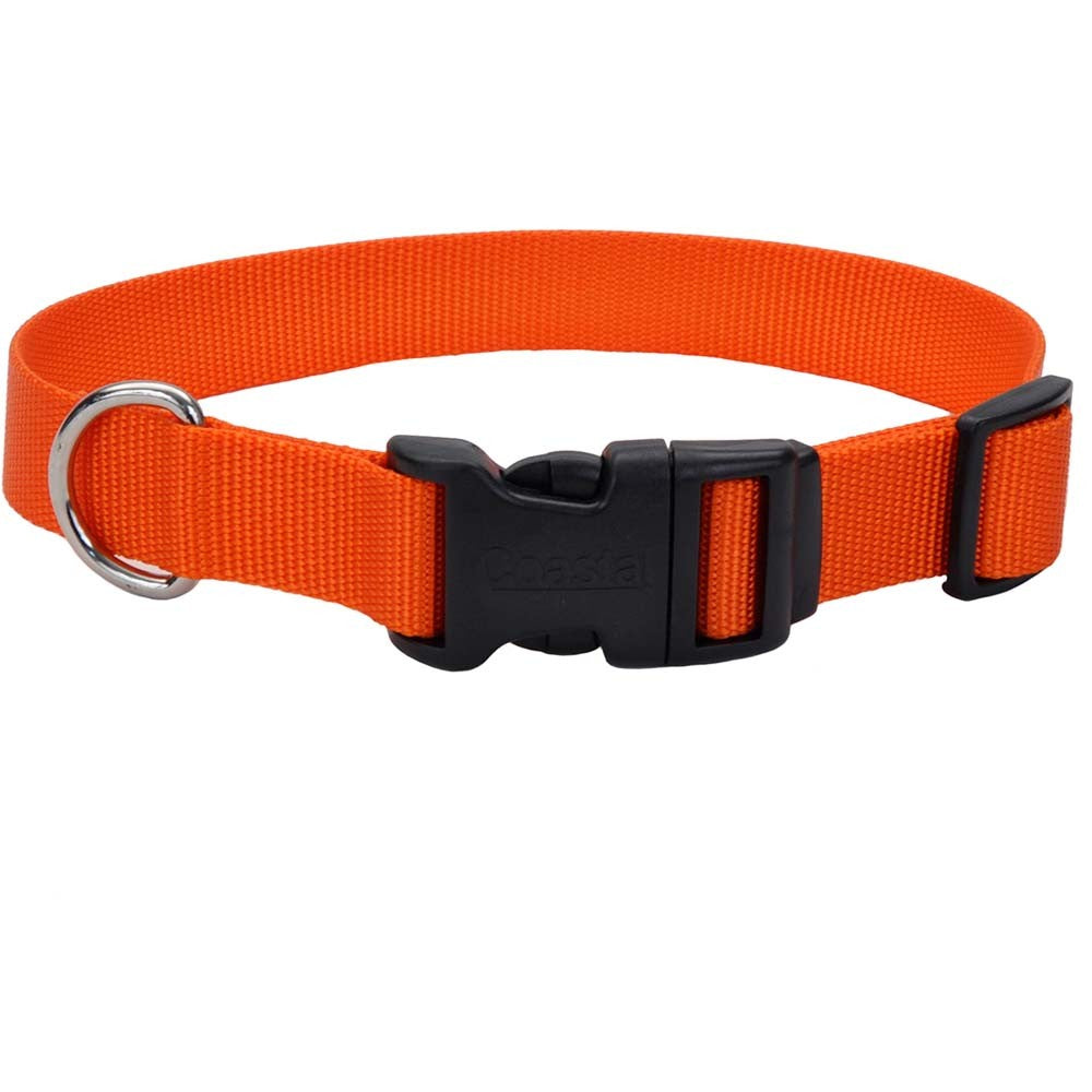 Coastal Adjustable Nylon Dog Collar, Large 1" x 18-26", Pumpkin Orange