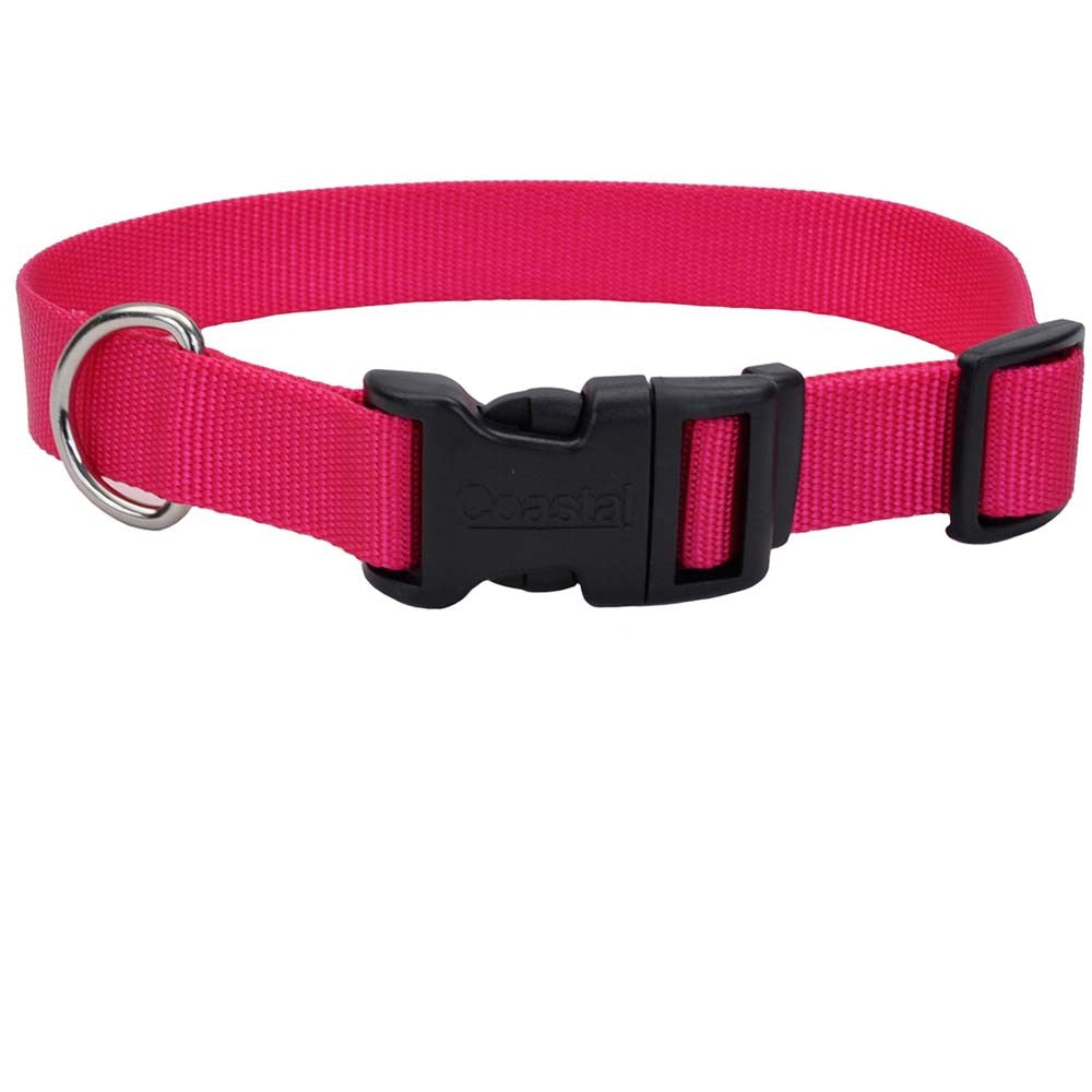 Coastal Adjustable Dog Collar - Pink Flamingo - 5/8 in x 10-14 in