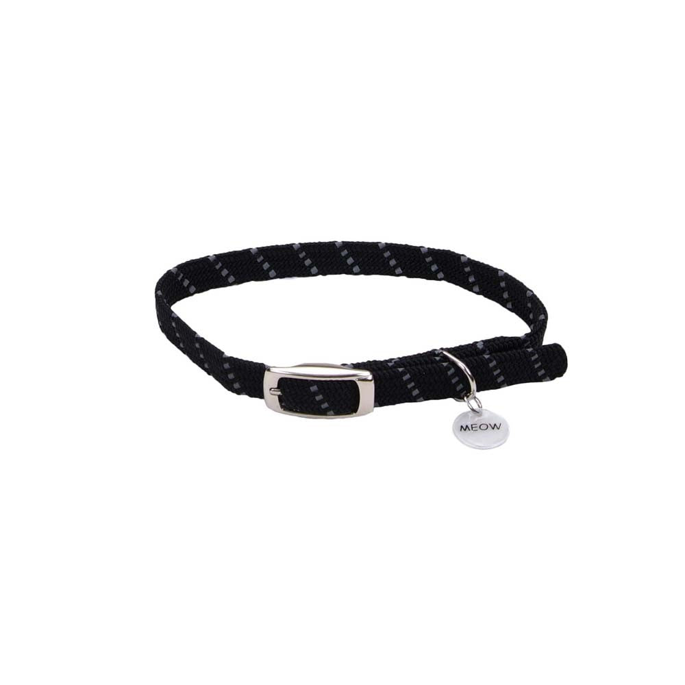 ElastaCat Reflective Safety Stretch Cat Collar with Charm, Adjustable