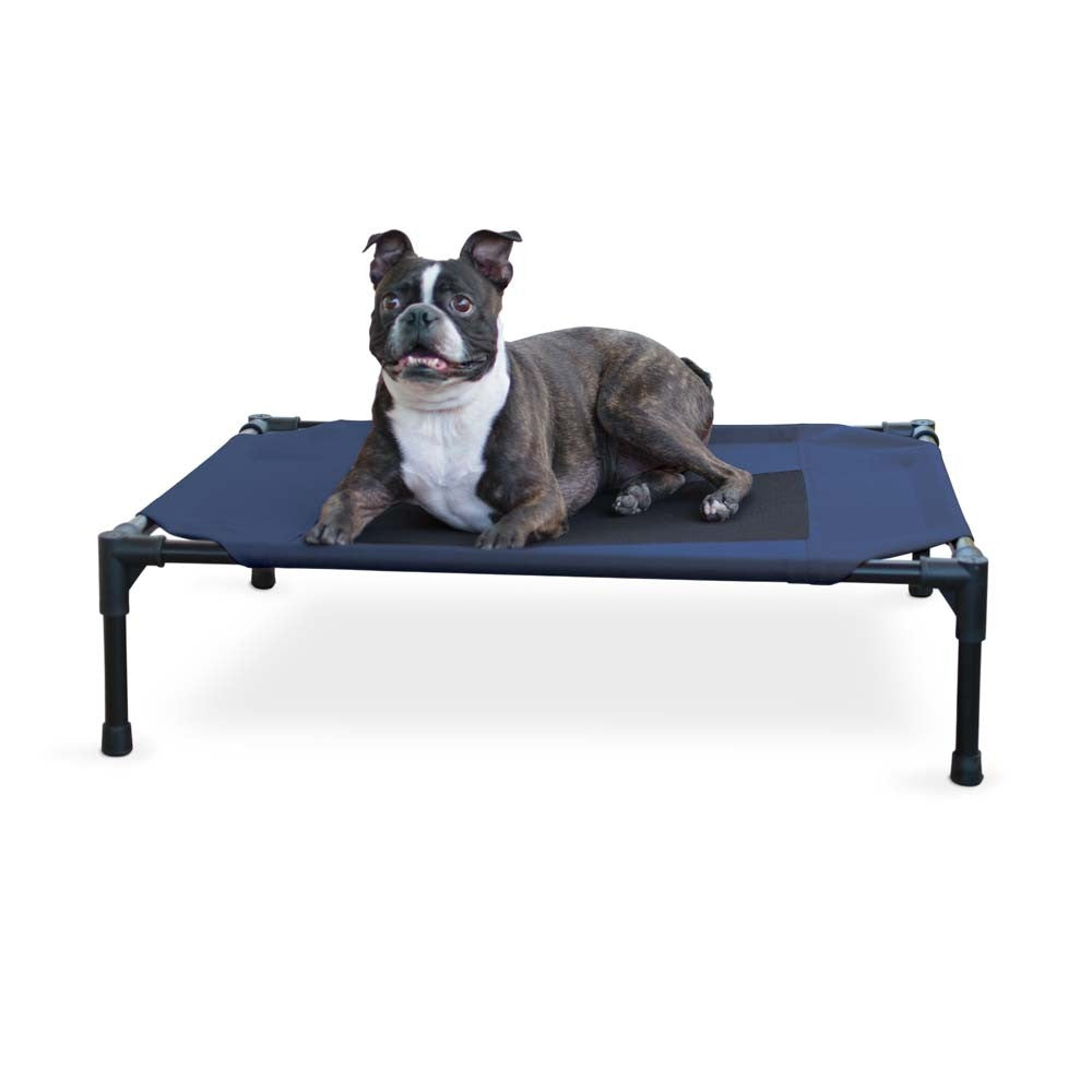 K&H Pet Products Original Pet Cot - Elevated Dog Bed, Medium, Navy/Blue Mesh, 25 x 32 inches