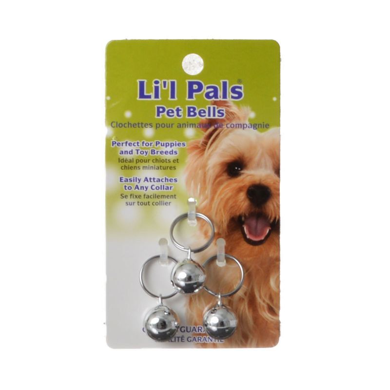 Li'l Pals Silver Pet Bells - 3 Pack - Dog Collar Accessory