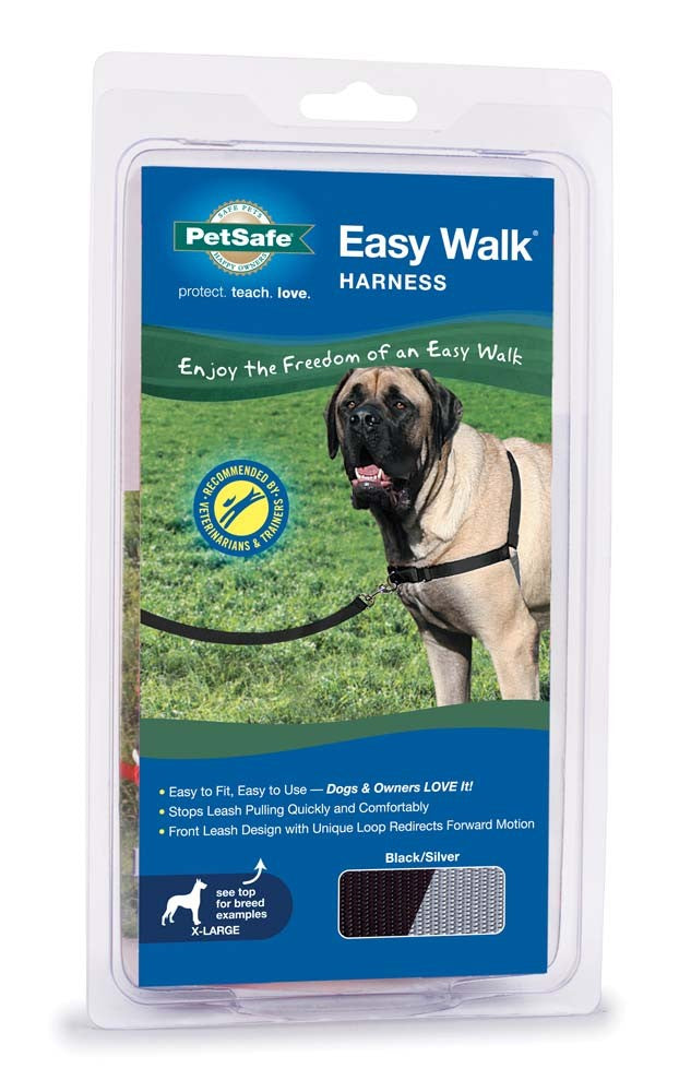 PetSafe Easy Walk Dog Harness - X-Large - Black & Silver - No-Pull