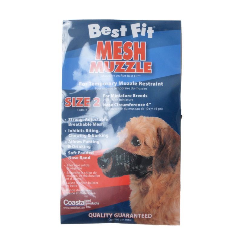 Coastal Pet Best Fit Adjustable Mesh Dog Muzzle - Black, Size 2 (4-Inch Snout)