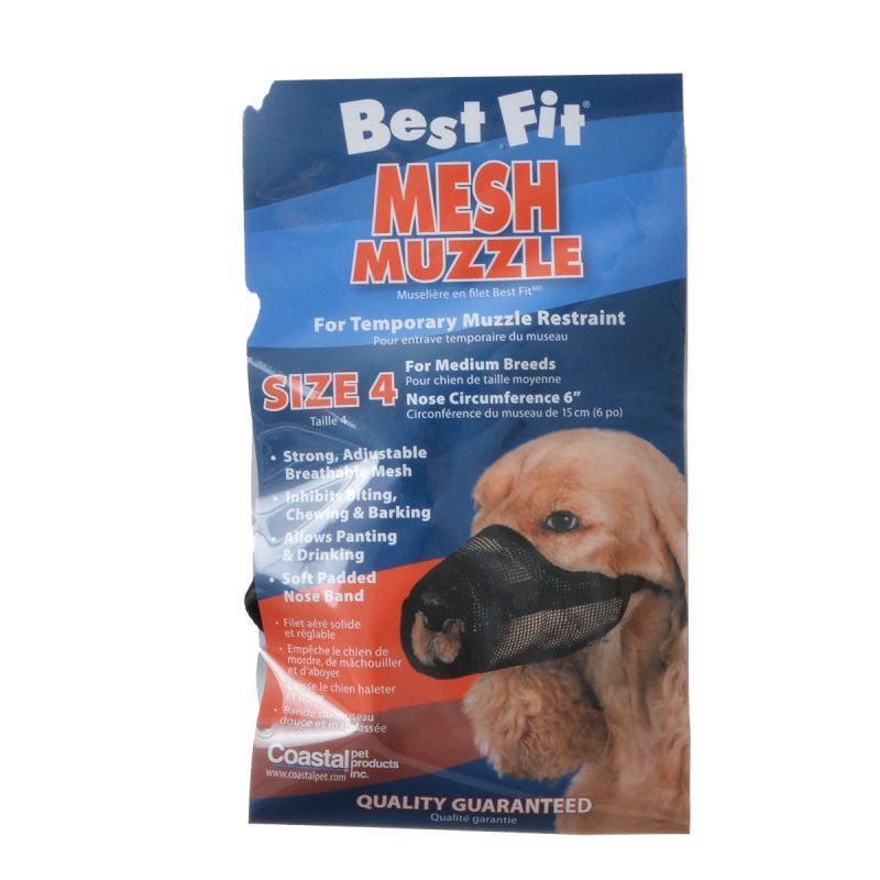 Coastal Best Fit Adjustable Mesh Dog Muzzle - Size 4 (6 inch) Black