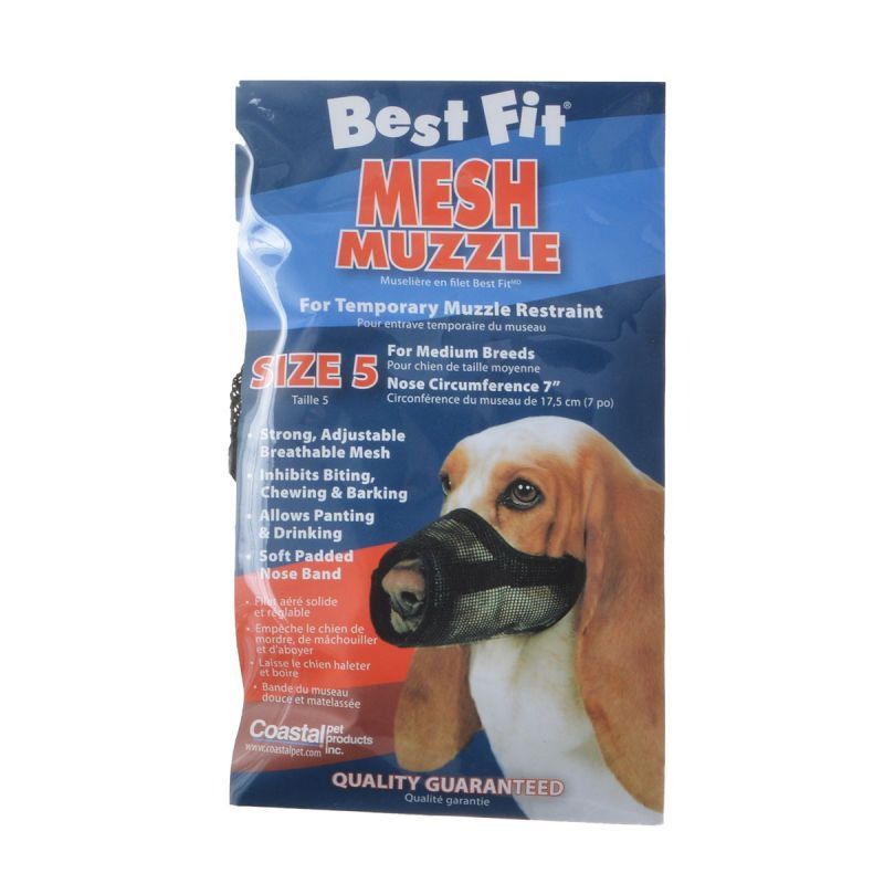 Coastal Pet Best Fit Adjustable Mesh Dog Muzzle - Black Size 5 (Basset Hound, Doberman, Siberian Husky)