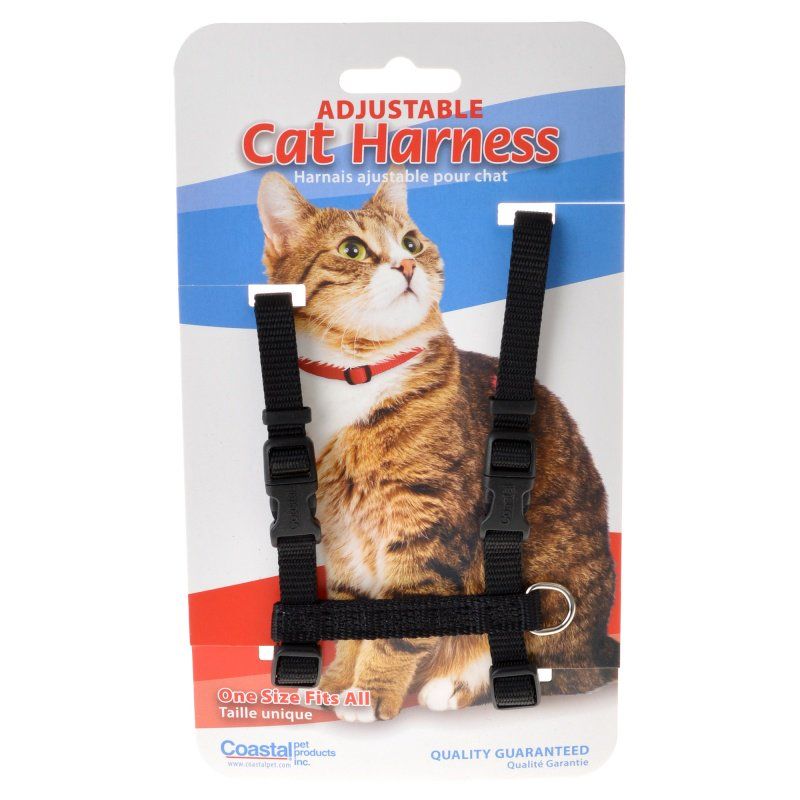 Coastal Pet Figure H Adjustable Cat Harness - Black - 3/8" x 10-18"