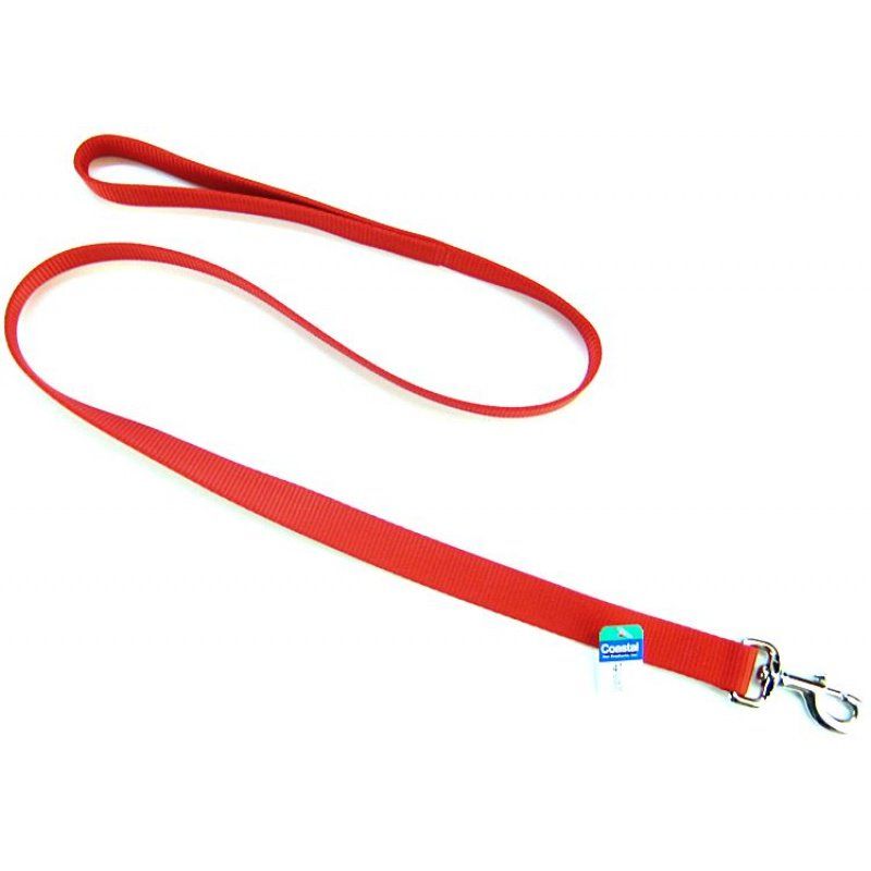 Coastal Pet Single-Ply Nylon Dog Leash, 1 inch x 4 ft, Red