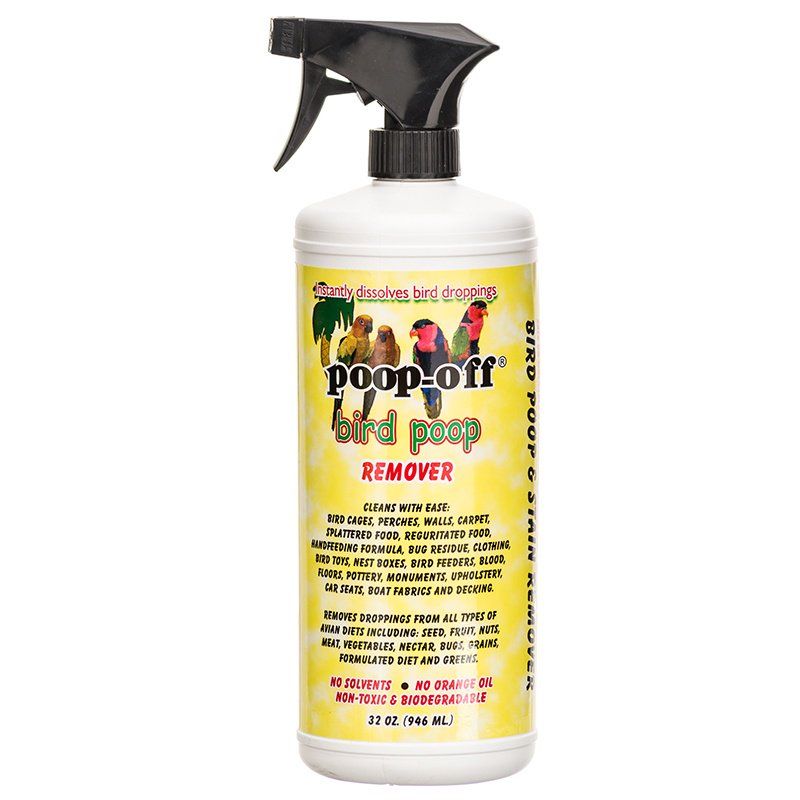 Poop-Off Bird Poop Remover - 32 oz Spray Bottle - Cage Cleaner, Non-Toxic & Biodegradable
