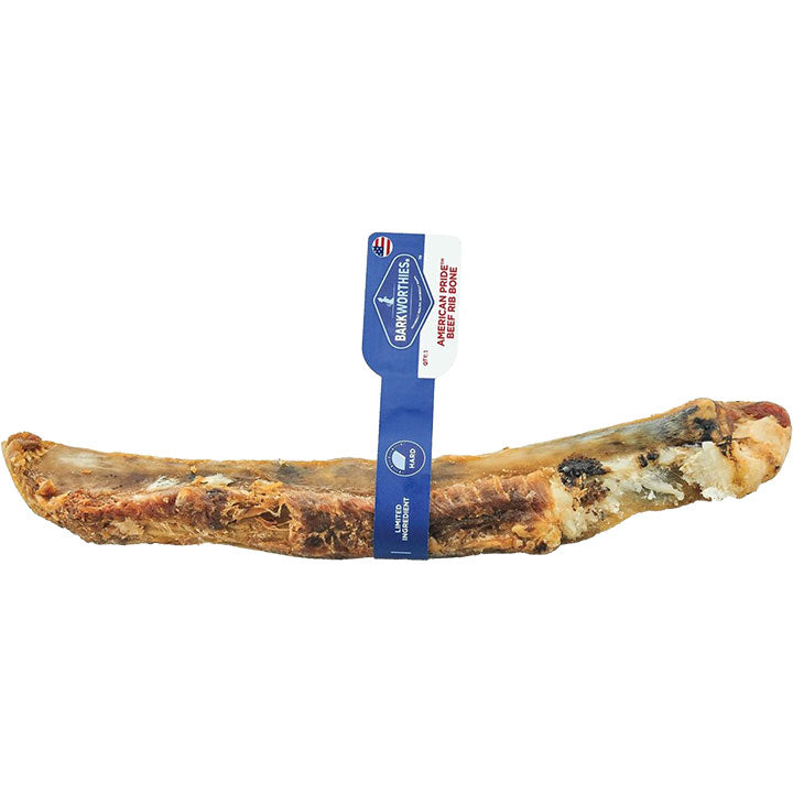 Barkworthies Beef Rib Bone Dog Treat Chew - Single Ingredient, Natural