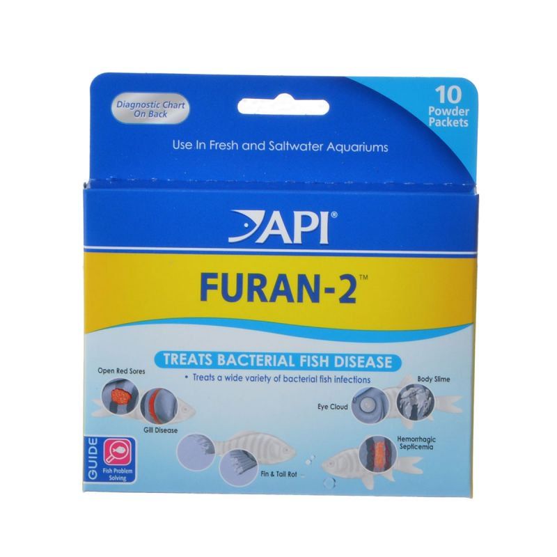 API Furan-2 Bacterial Fish Disease Medication, 10 Powder Packets, Treats Bacterial Infections
