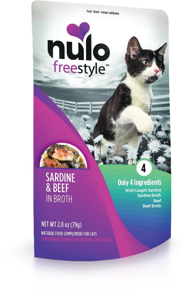 Nulo FreeStyle Sardine & Beef in Broth Cat Food Topper Pouch, 2.8 oz