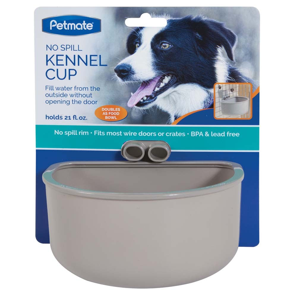 Petmate No Spill Kennel Cup - Large 21oz, Gray Dog/Cat Bowl, BPA-Free