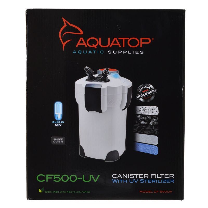 Aquatop CF-500UV MKII Canister Filter - 525 GPH with 9W/13W UV Sterilizer - For Up to 175 Gallon Aquariums