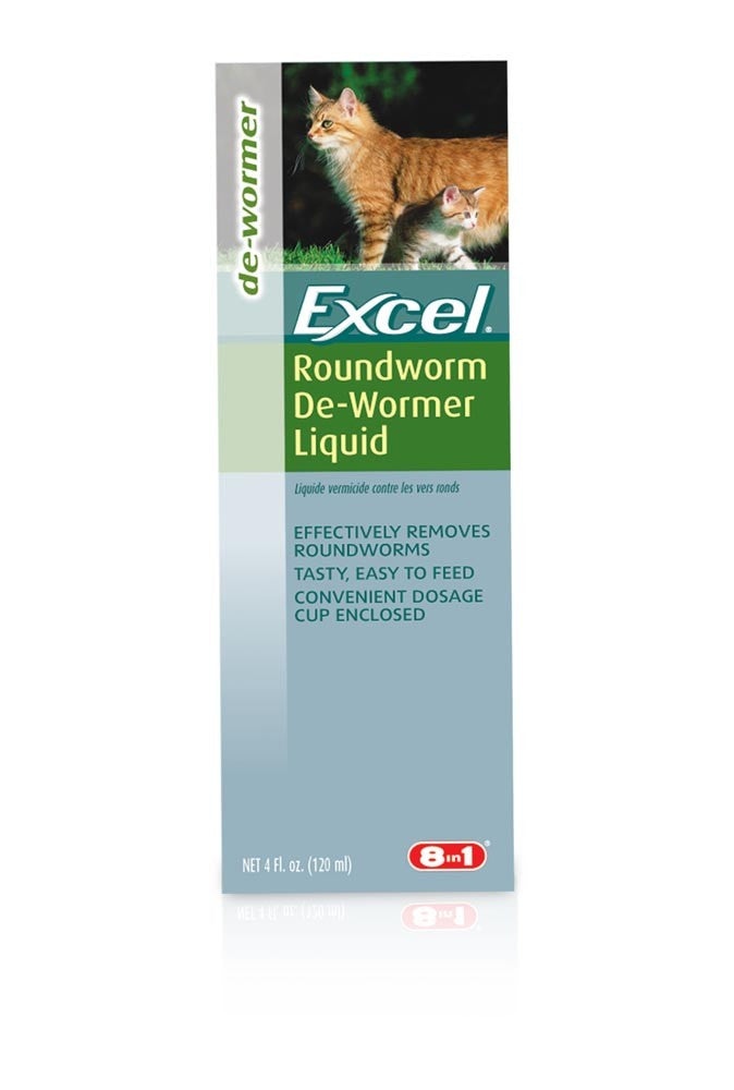 Excel Liquid Roundworm De-Wormer for Cats, 4 oz - Safe & Effective Cat Worm Treatment