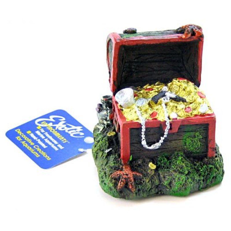 Blue Ribbon Exotic Environments Captain Kidd's Buried Treasure Aquarium Ornament 3x3x3in
