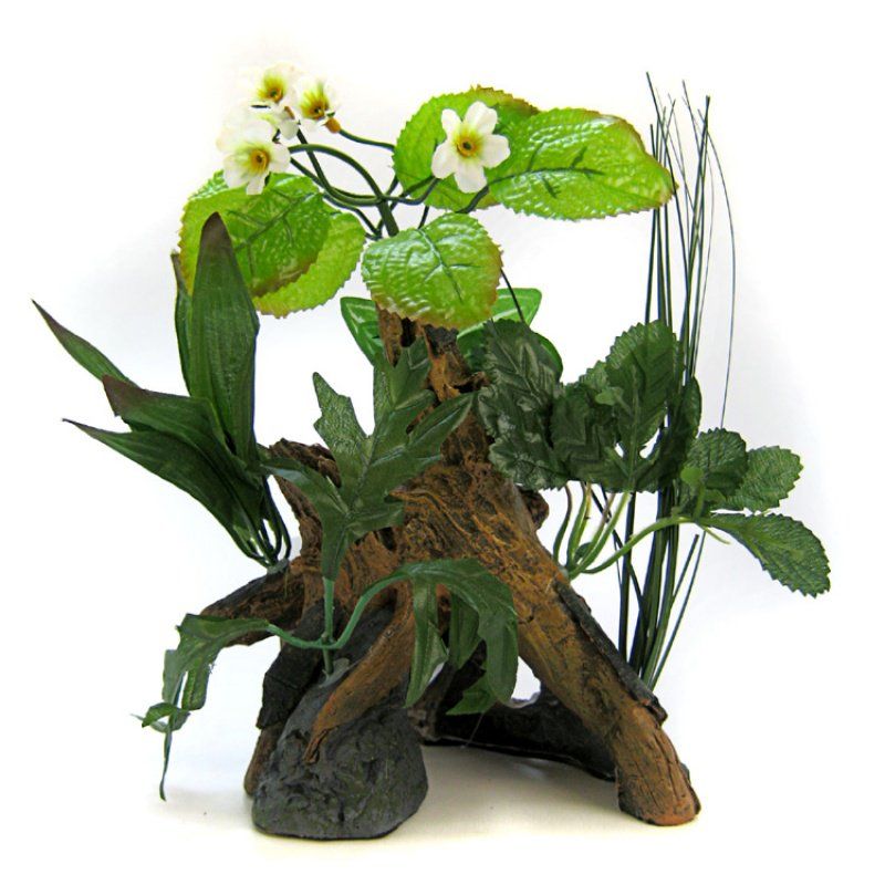 Blue Ribbon Chestnut with Plants Aquarium Ornament - Large - 7.5"L x 6"W x 10"H
