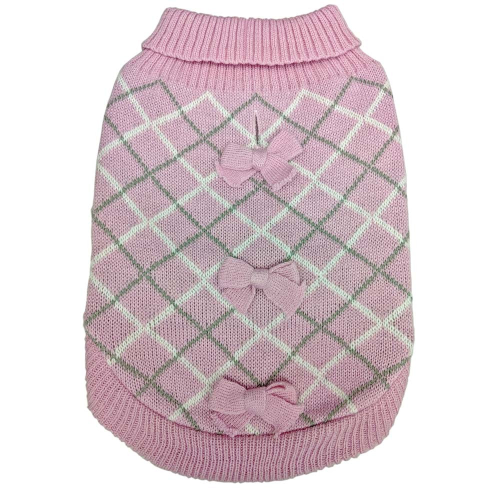 Fashion Pet Pretty in Plaid Dog Sweater - Pink - Large