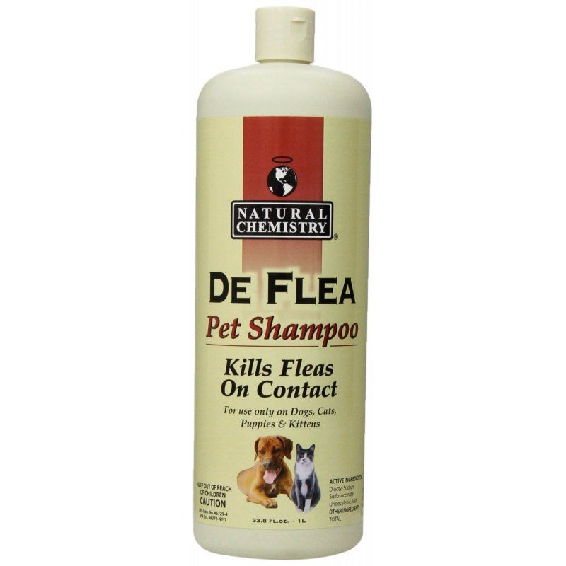 Natural Chemistry DeFlea Dog Shampoo, 32 oz - Flea and Tick Treatment for Dogs and Puppies