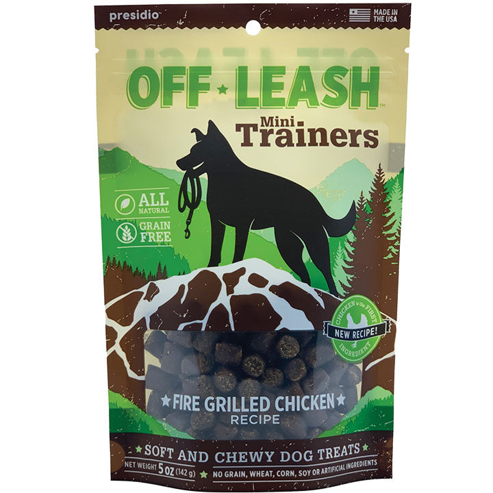 Presidio Off Leash USA Mini Trainers Dog Treats - All Natural, Grain Free, Fire Grilled Chicken Flavor, 5 oz