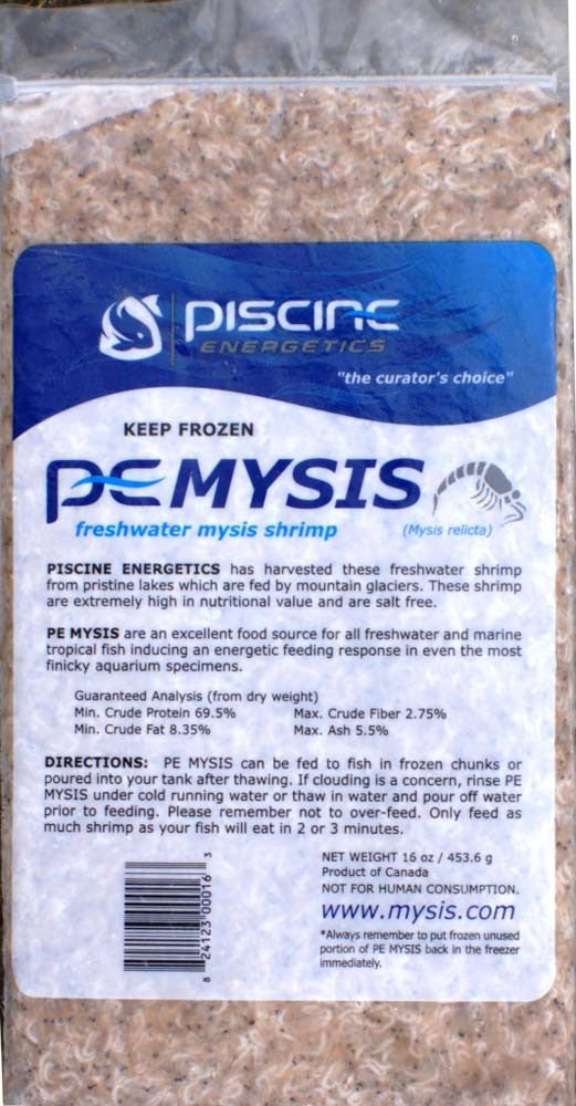 Piscine Energetics Frozen Mysis Shrimp - 16 oz Flat Pack - Aquarium Fish Food