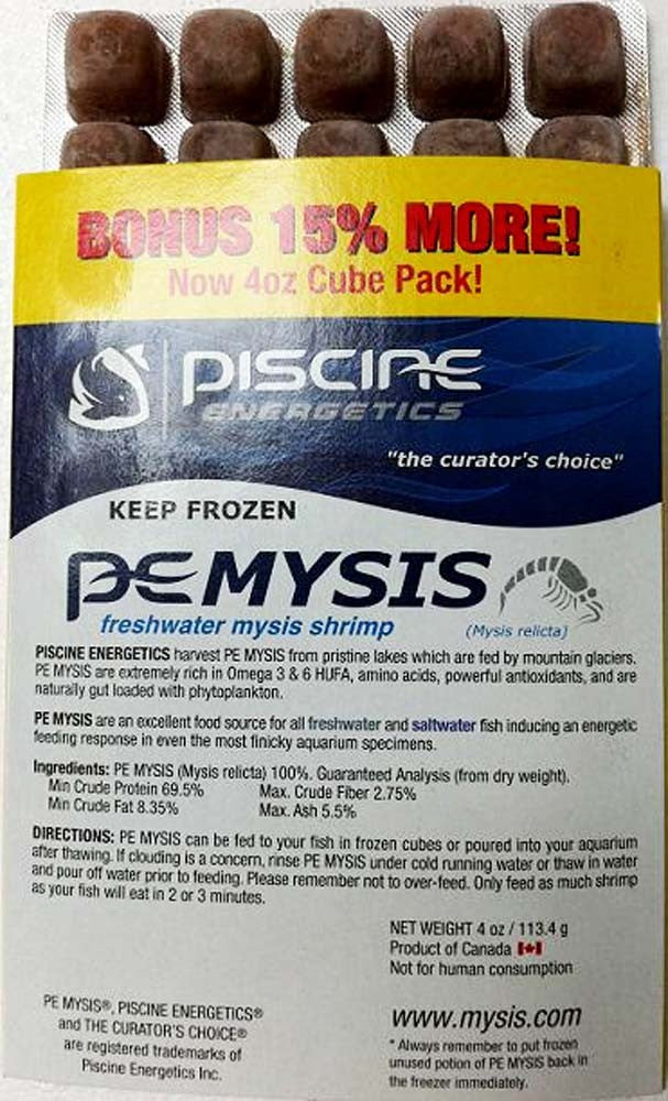Piscine Energetics PE Mysis Shrimp - Frozen Fish Food 4 oz - Freshwater/Saltwater Aquarium Food