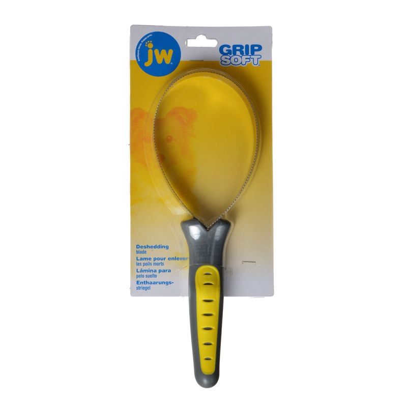 JW Pet Gripsoft Shedding Blade - Regular Dog & Cat Grooming Tool for Loose Hair & Undercoat Removal