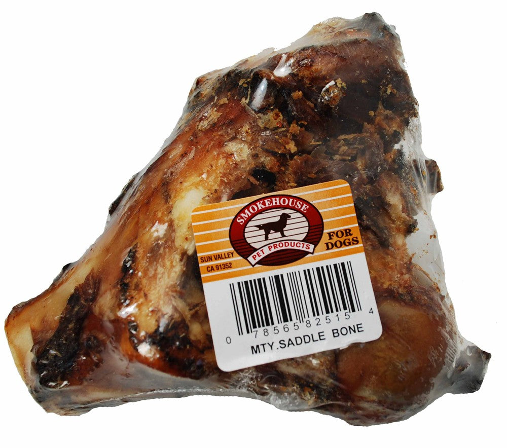 Smokehouse Meaty Saddle Bone - USA Made Dog Treat, Beef Rib Bone, Natural Chew