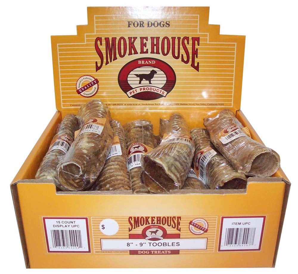 Smokehouse Toobles Dog Chews - 8-9 inch, 15 Count - USA Made Beef Treats for Dogs