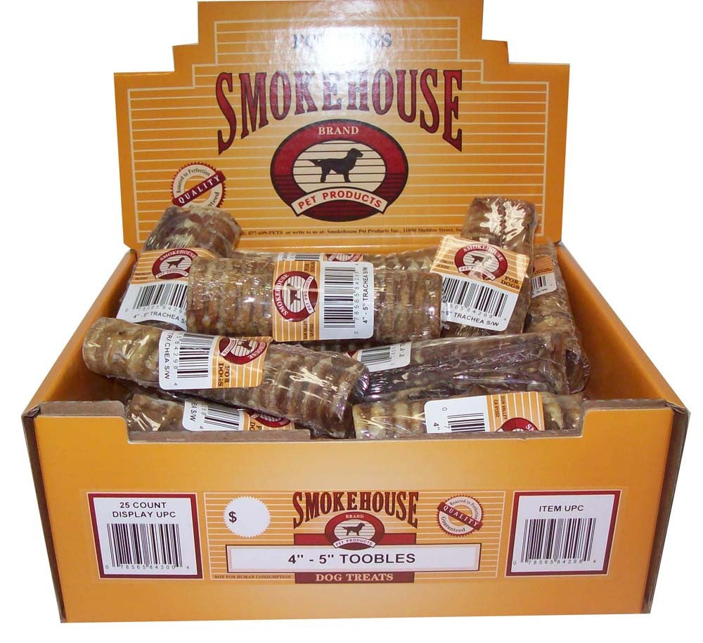 Smokehouse Toobles Dog Treats 4-5 Inch - USA Made Beef Trachea Chews (Single or 25 Count Display)