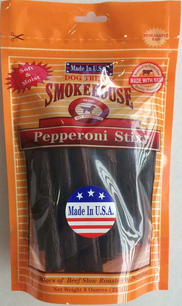 Smokehouse Pepperoni Stix Dog Treats - 8 oz, USA Made, Soft & Chewy