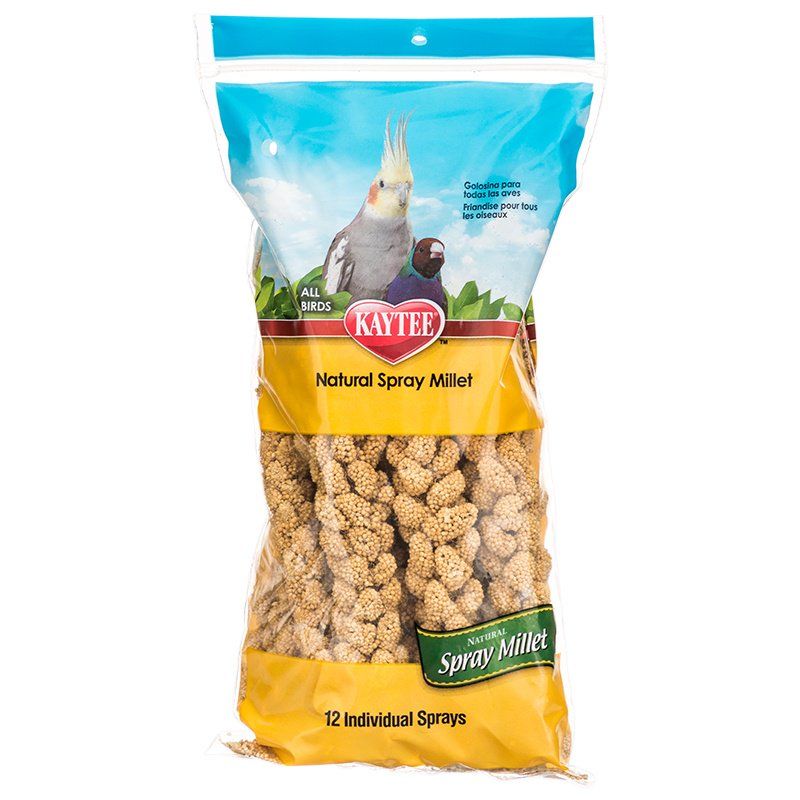 Kaytee Spray Millet Treat for Pet Birds, Natural, Encourages Weaning, Great for Fledglings, Juveniles & Full-Grown Birds, 7 oz, 12 Stems Per Pack