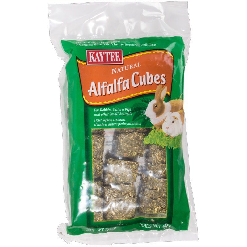 Kaytee Alfalfa Cubes - Small Animal Food & Treat - 15 oz High Fiber Hay Cubes