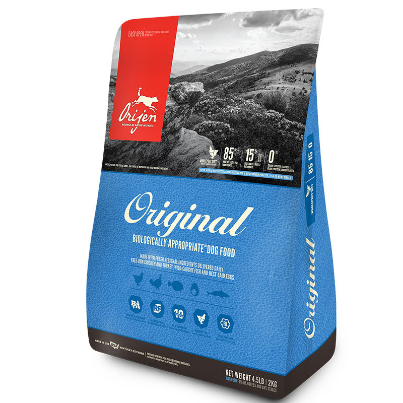 ORIJEN Original Grain-Free High Protein Dry Dog Food - 4.5 lb Bag - Chicken, Turkey, and Fish Recipe