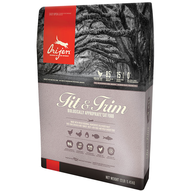 ORIJEN Fit & Trim Grain-Free High Protein Dry Cat Food, 12 lb Bag