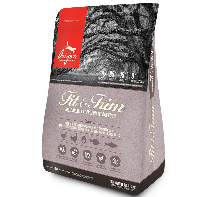 Orijen Fit & Trim Dry Cat Food, 4 lb Bag - Grain-Free, High Protein