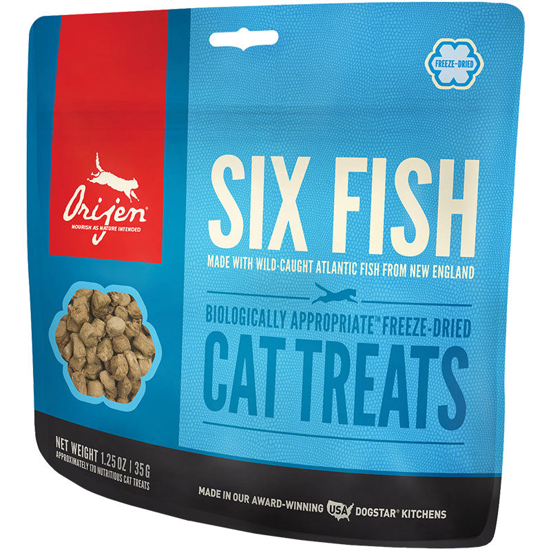 ORIJEN Cat Treats - Six Fish Freeze-Dried, Grain-Free, High-Protein, 1.25oz Bag
