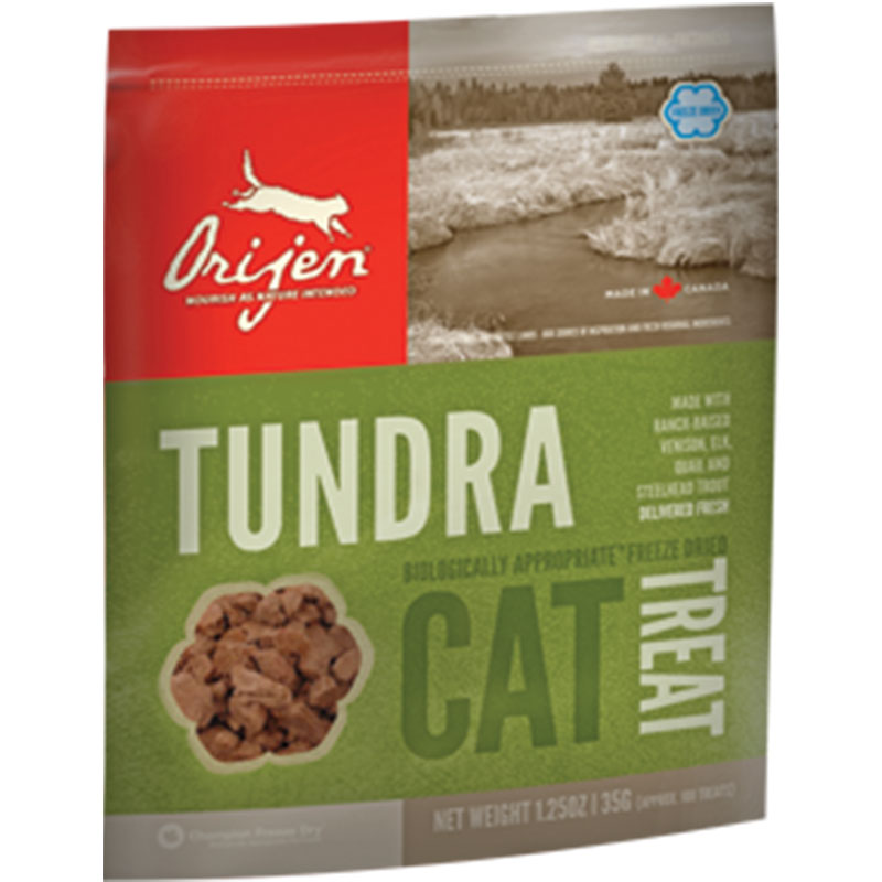 Orijen Tundra Freeze-Dried Cat Treats, Grain-Free, 1.25 oz (35g) - High Protein, Raw Animal Ingredients
