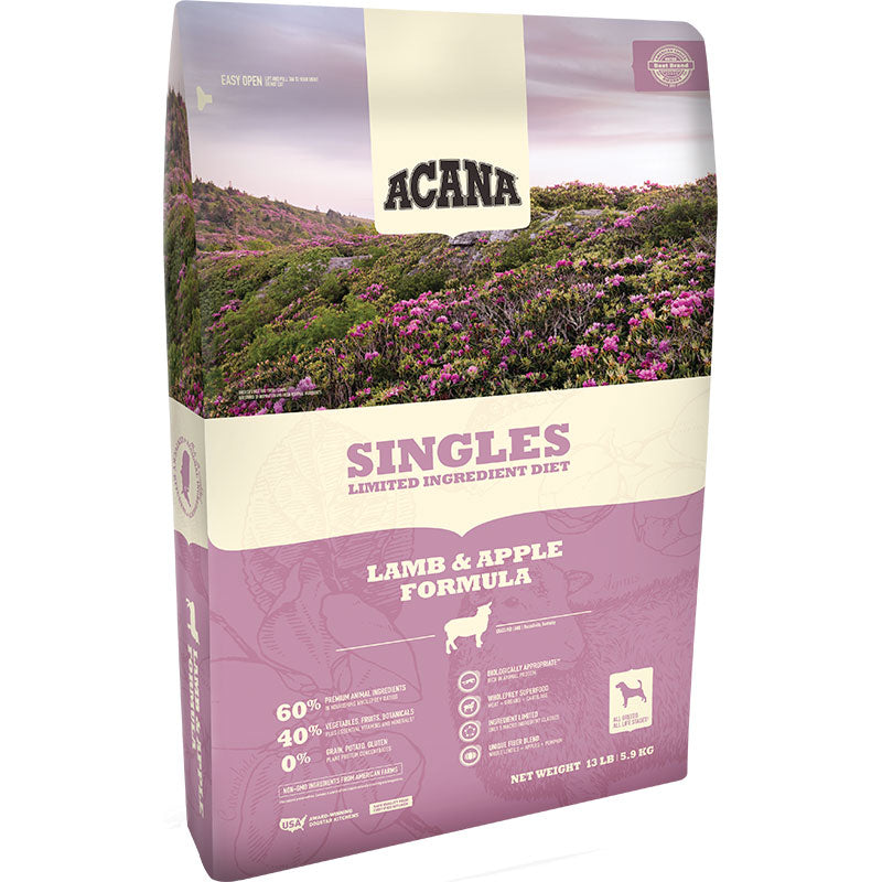 Acana Lamb & Apple Singles Limited Ingredient Dry Dog Food, 13 lb