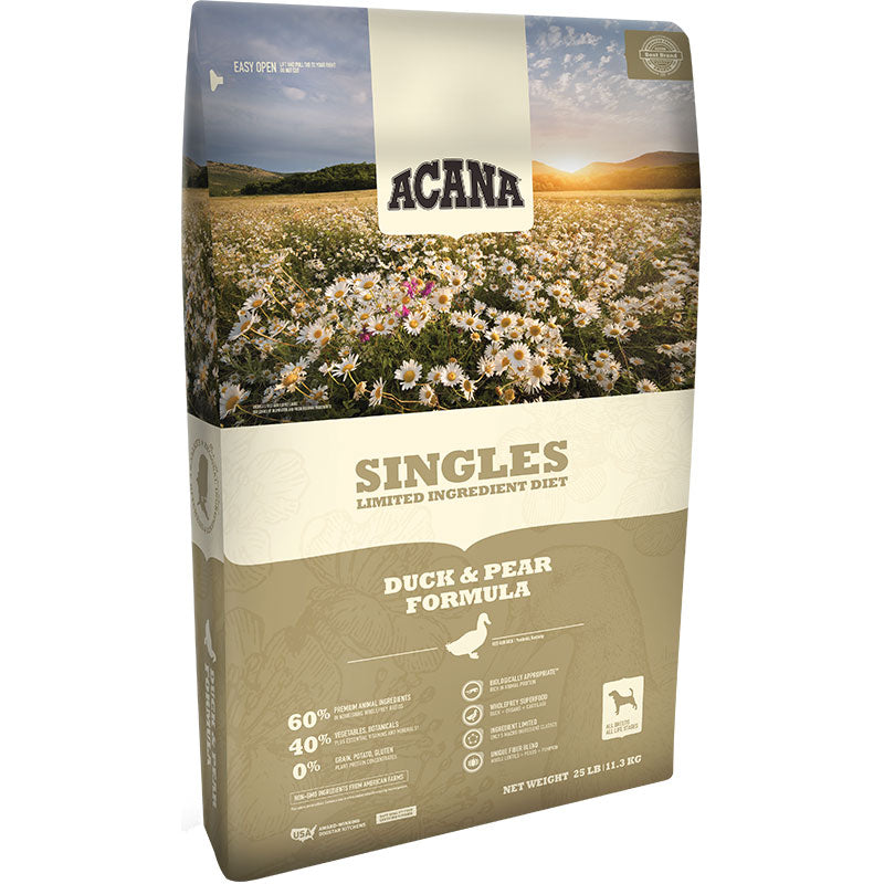 Acana Singles Duck & Pear Limited Ingredient Grain-Free Dry Dog Food - 25 lb Bag