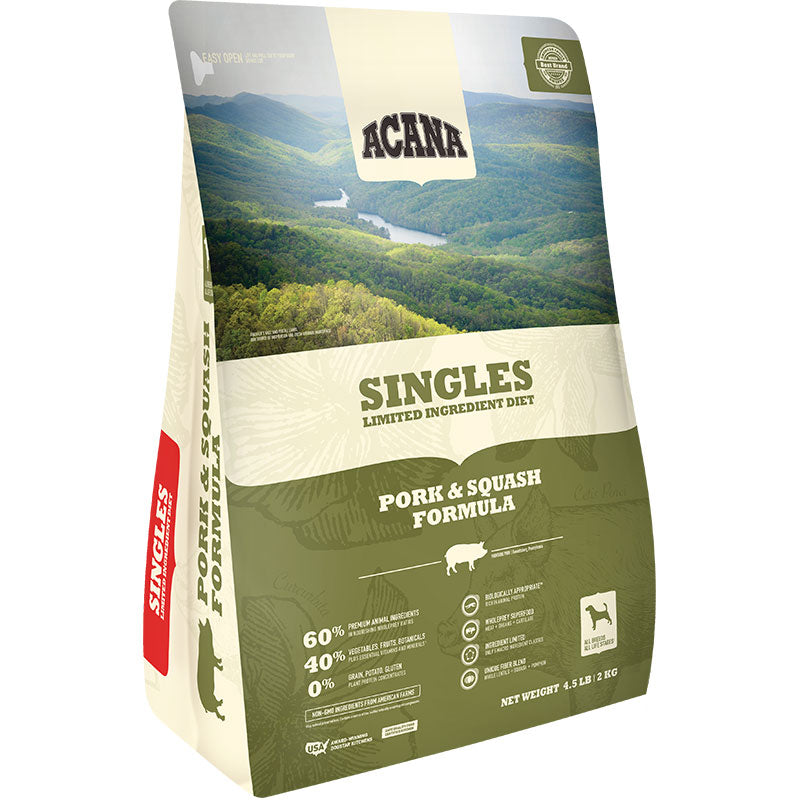 Acana Singles Pork & Squash Limited Ingredient Diet Dry Dog Food - 4.5 lb Bag